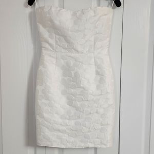 Aqua strapless dress with white Floral design. Small